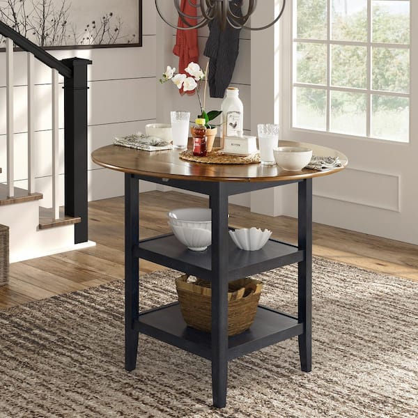 Drop Leaf Round Counter Height Table, Counter Height Drop Leaf Dining Table With Storage