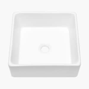 15 in. L x 15 in. W x 5.5 in. H Ceramic Square Bathroom Vessel Sink in White