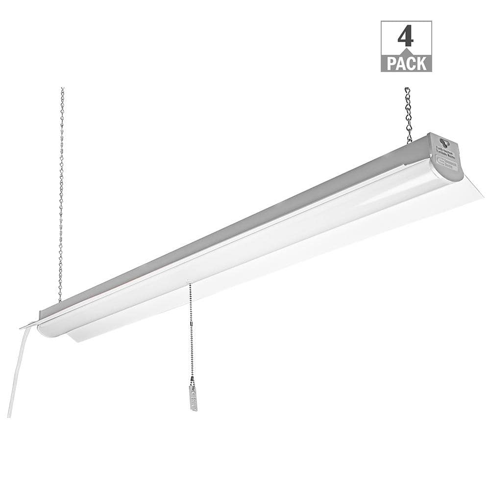 4 ft. Plug-in Pull Chain Linkable Integrated LED White Shop Light Garage Li