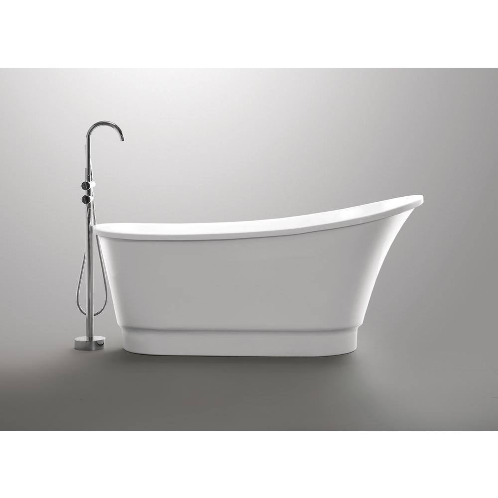 Prima 67'' Glossy White Acrylic Freestanding Soaking Bathtub