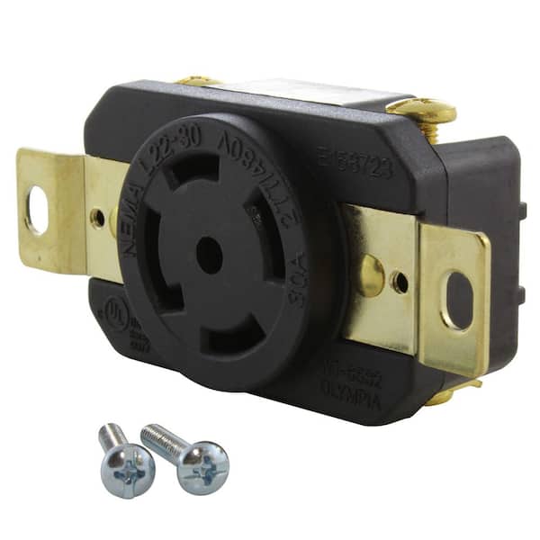 30A 277/480V NEMA L22-30R Flush Mount Locking Industrial Grade Outlet