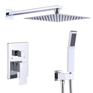Single Handle 1-Spray Shower Faucet 12 in. Wall Mount Shower System 1.8 GPM with Ceramic Disc Valves in Polished Chrome