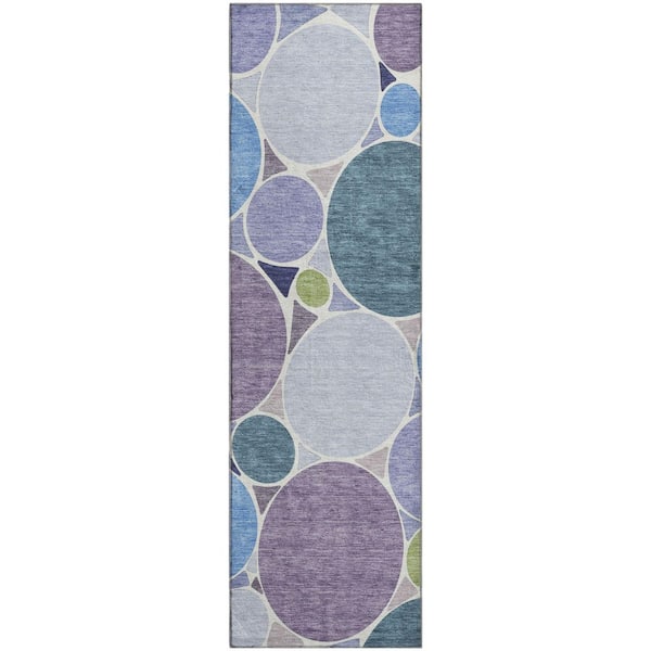 Mayfield Premium Machine Washable Abstract AMF2516 Plum 2 ft. x 7 ft. Runner Rug