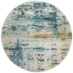 Monaco Blue/Gray 7 ft. x 7 ft. Round Abstract Area Rug