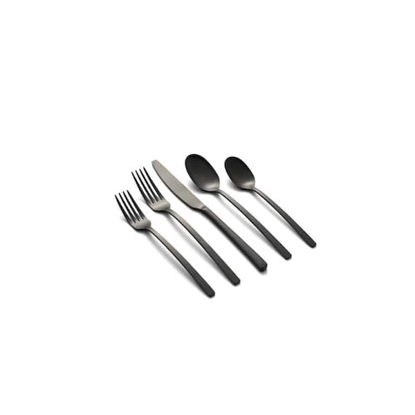 Matte Black Silverware Set, Satin Finish 20-Piece Stainless Steel Flatware Set, Tableware Cutlery Set Service for 4, Kitchen Utensil Set for Home