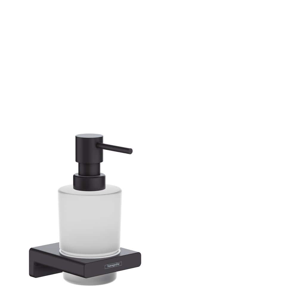 Matte Black Metal and Glass Wall-Mounted Soap Dispenser