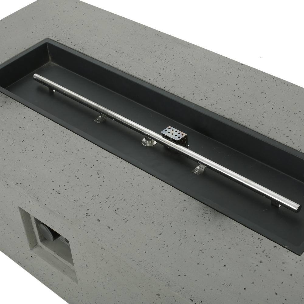 Light Gray Rectangular Concrete Gas Fire Pit Table with Tank Holder