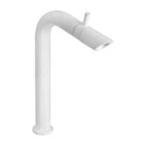 Bamboo Single Handle Single Hole Tall Bathroom Faucet in Bright White