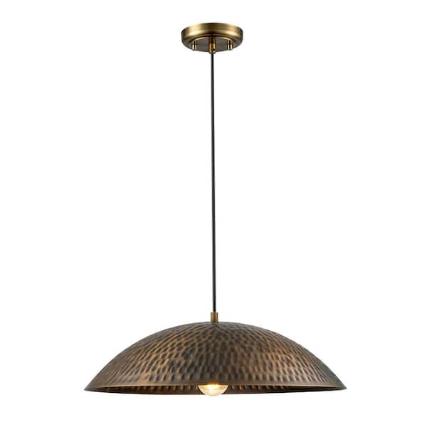 Rennnsan Johnnell 1-Light 19.69-in Industrial Antique Brass Dome Pendant Light