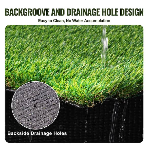 VEVOR Artificial Grass 5 ft. x 10 ft. Green Turf 1.38 in. Fake Door Mat Artificial Grass with Drainage Holes Runner Rug