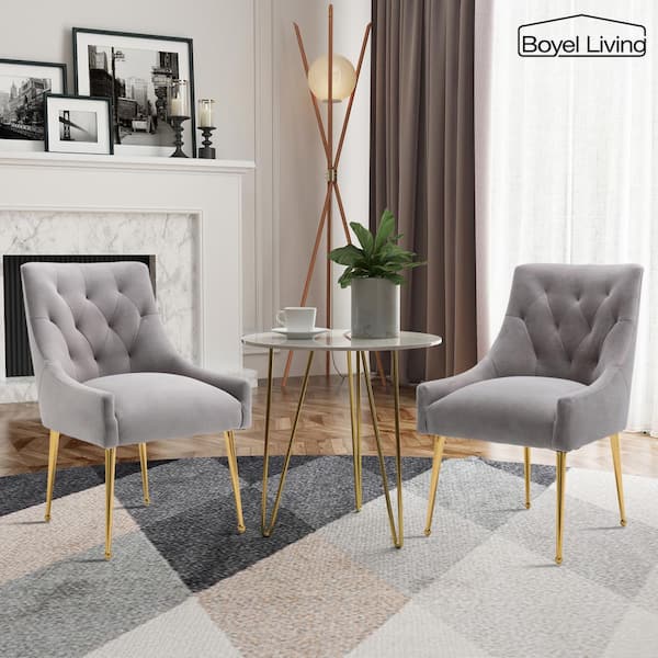 Gray and best sale gold dining chairs