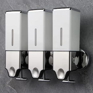 3 x 500ml per Cup Wall Mounted Manual Soap Dispenser, White