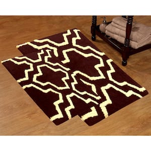 24 in. x 17 in. and 34 in. x 21 in. 2-Piece Cotton Bath Rug Set in Chocolate and Ivory