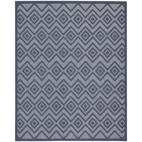 Nourison Versatile Navy Blue 8 ft. x 10 ft. Diamond Contemporary Area Rug
