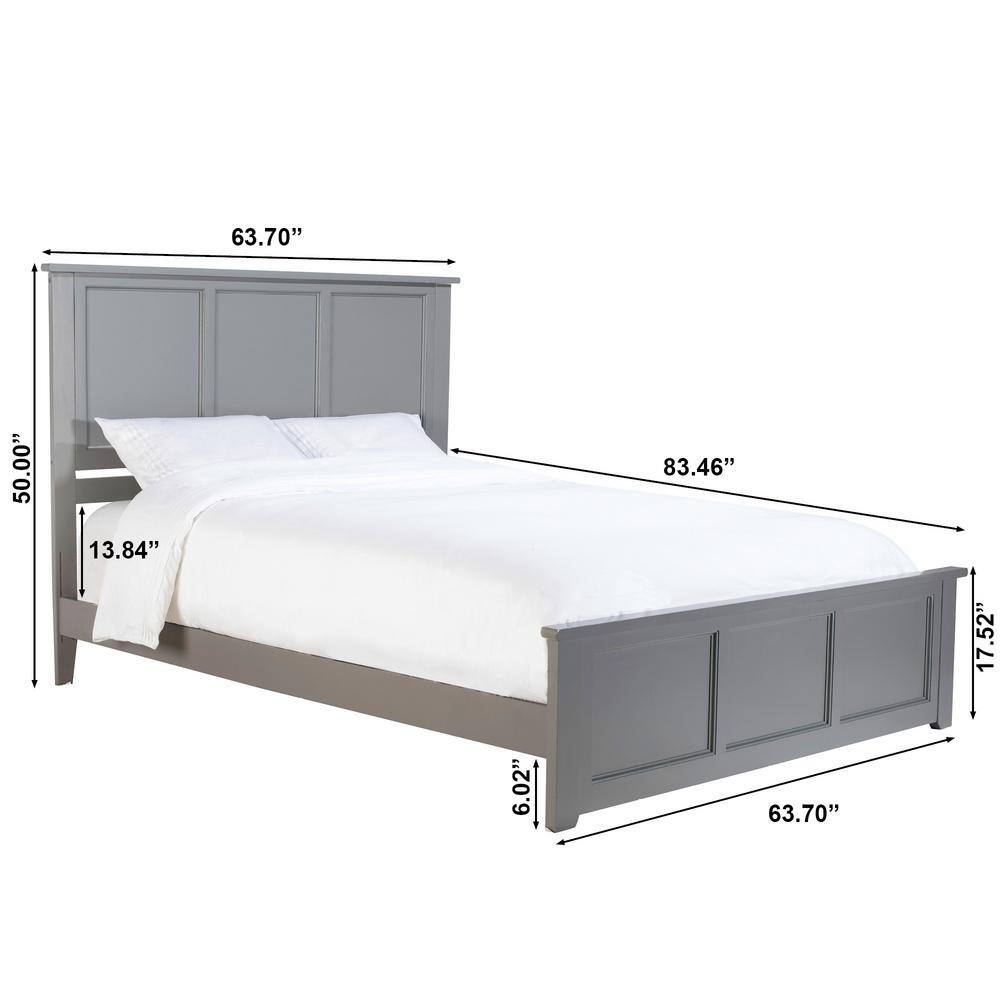 Madison Gray Queen Solid Wood Platform Bed with Headboard
