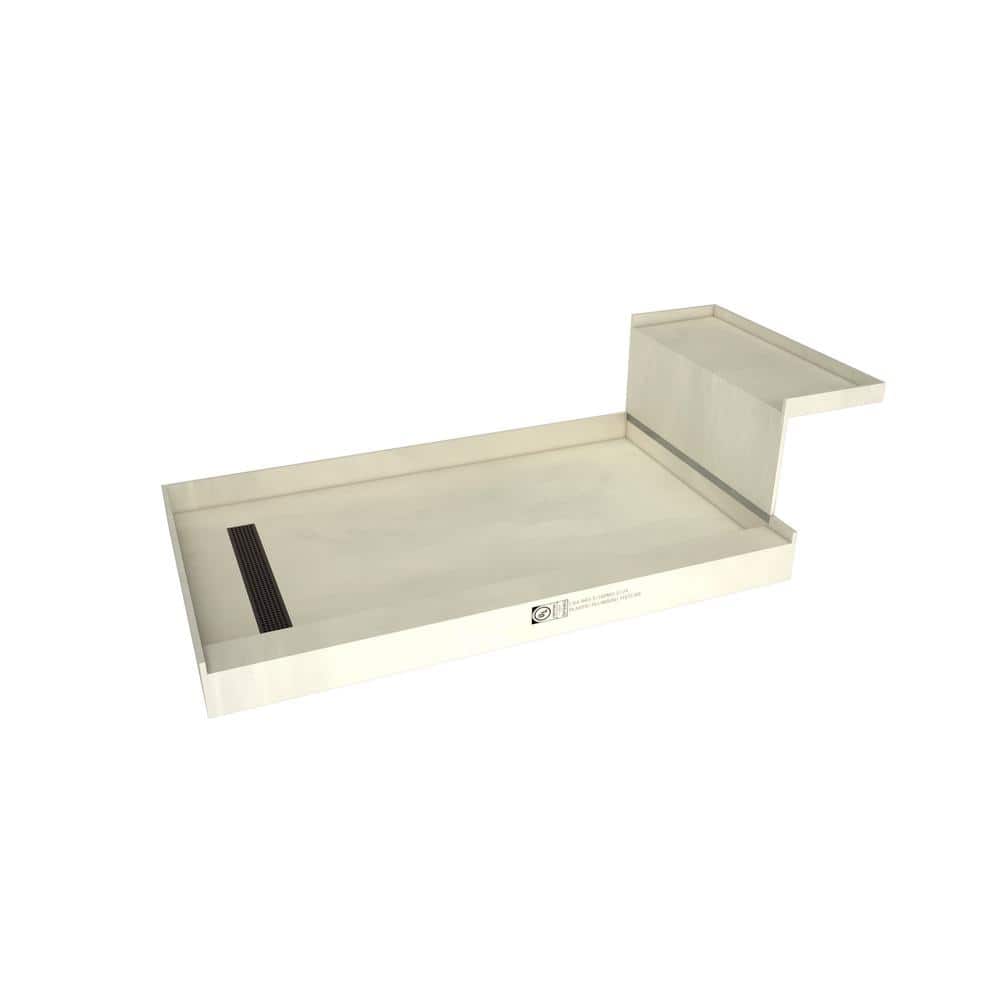 Oil Rubbed Bronze 34" x 60" Shower Base with Integrated Bench