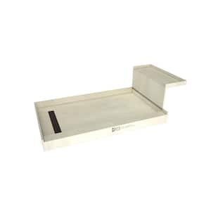 Base'N Bench 34 in. x 60 in. Single Threshold Shower Base and Bench Kit with Left Drain in Oil Rubbed Bronze