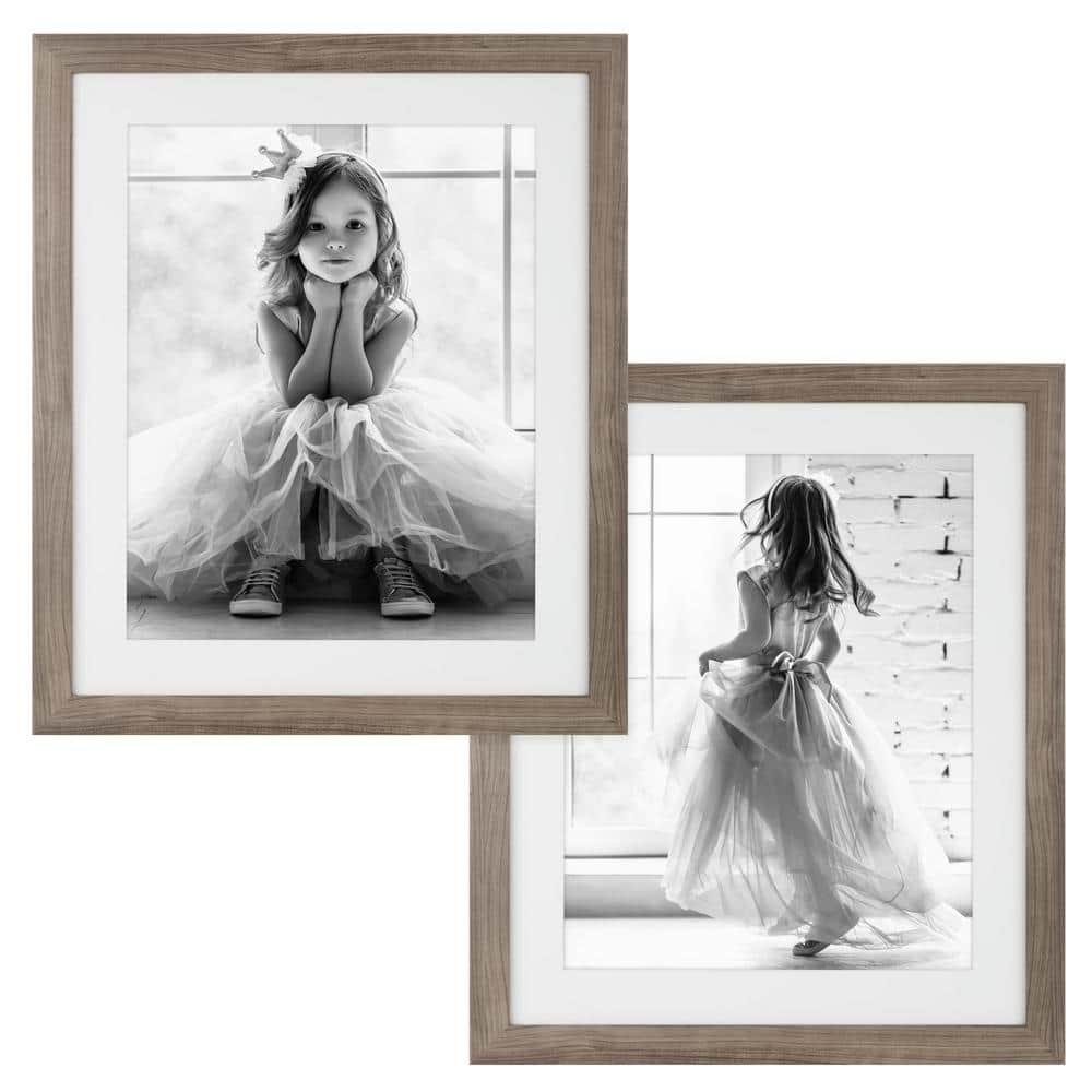 Gallery Solutions 20x24 Matted to 16x20 Wall Mount Gallery Picture Frame Set  Set of 2  Gray