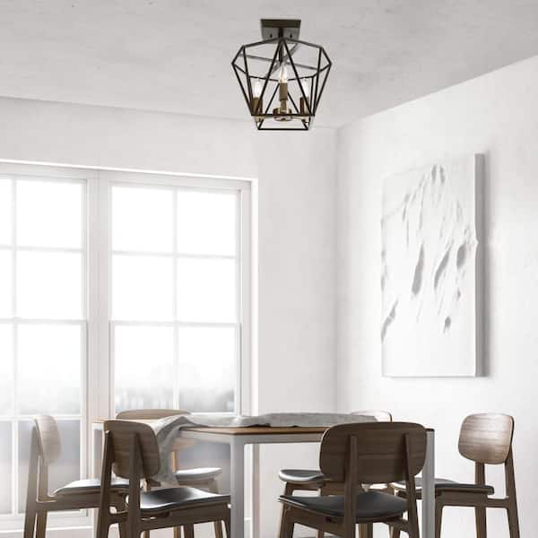 Sansa 3-Light Dark Bronze Semi-Flush Mount