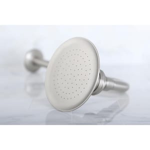 1-Spray 4.9 in. Single Wall Mount Fixed Rain Shower Head in Brushed Nickel