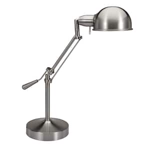 24 in. Satin Nickel Indoor Swing Arm Lamp with LED Bulb