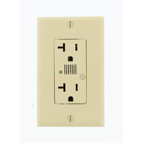 Decora Plus 20 Amp 125 V Surge Protective Duplex Outlet/Receptacle w/ Audible Alarm, Ivory (1-Pack) 7380-I