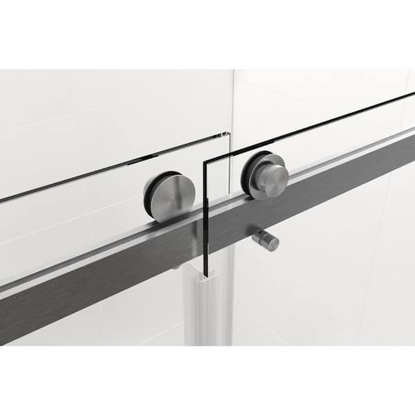 Skywalk 3/8 Double Sliding Frameless Shower Door in Matte Black