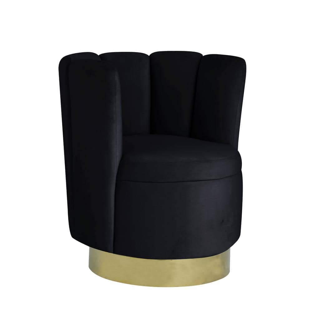 Best Master Furniture Hina Velvet Black Swivel Round Bucket Chair ...