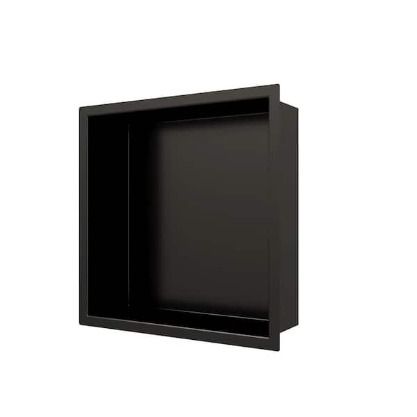 QuivaraView 13 in. W x 13 in. H x 4 in. D Single Stainless Steel Recessed Shower Niche in Matte Black