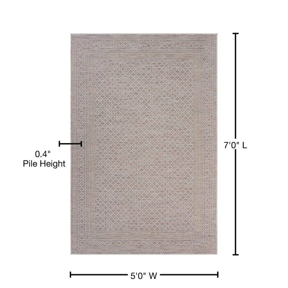 Reversible Geometric Trellis 5' x 7' Indoor/Outdoor Synthetic Rug