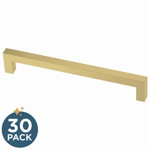 Simple Modern Square 6-5/16 in. (160 mm) Center-to-Center Satin Gold Cabinet Drawer Bar Pull (30-Pack )