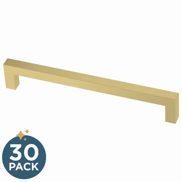 30-Pack Simple Modern Square 6-5/16 in. (160 mm) Modern Satin Gold Cabinet Drawer Pulls