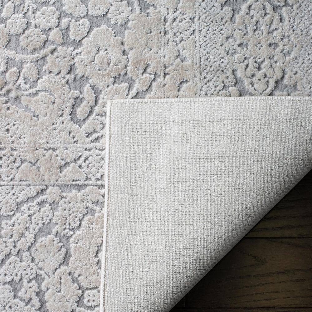 Elegant Floral Essence Light Grey/Cream Synthetic Area Rug - 8' x 10'
