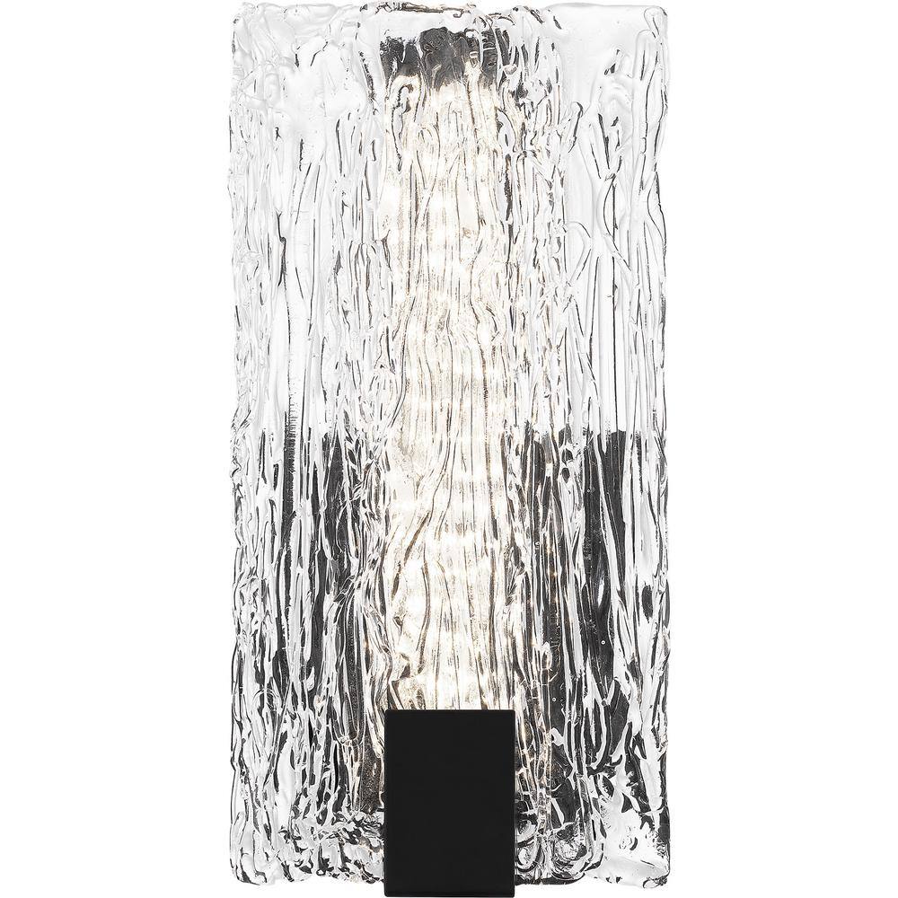 Winter Matte Black and Clear Textured Glass LED Wall Sconce