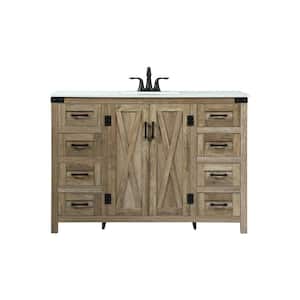 Simply Living 48 in. W x 19 in. D x 34 in. H Bath Vanity in Natural Oak with Ivory White Engineered Marble Top
