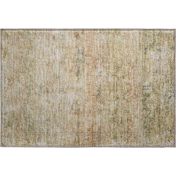 Mayfield Premium Machine Washable Abstract AMF2103 Gold 2 ft. x 3 ft. Accent Rug