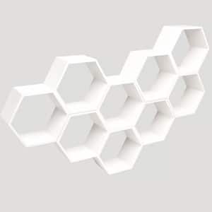 Excella Wooden Hexagon Honeycomb Bathroom Toilet Paper Shelf in White