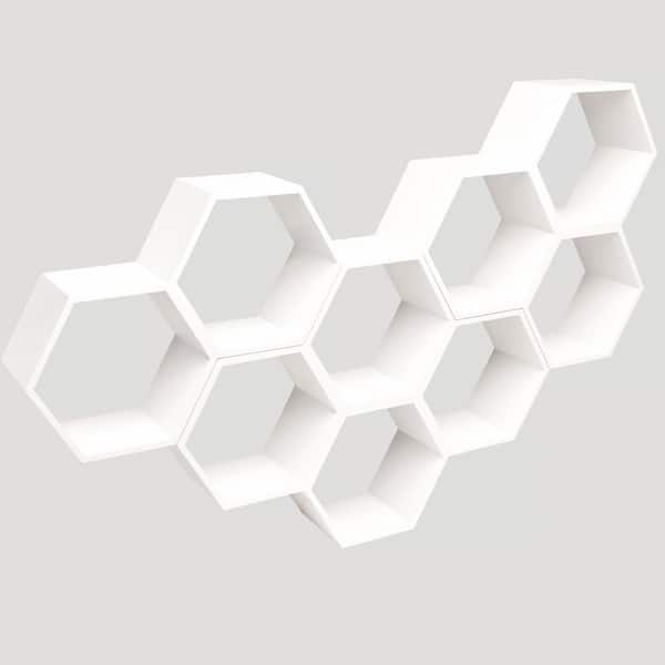 EXCELLO GLOBAL PRODUCTS Excella Wooden Hexagon Honeycomb Bathroom Toilet Paper Shelf in White