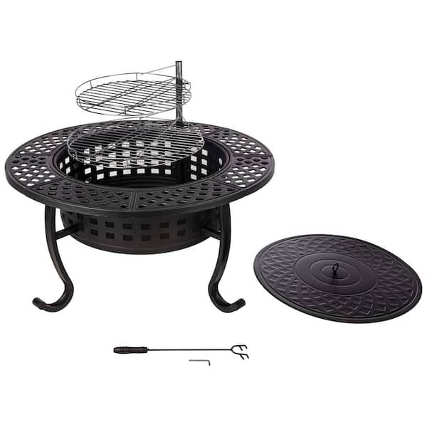 Pure Garden 37 in. Outdoor Fire Pit with 2 Grills