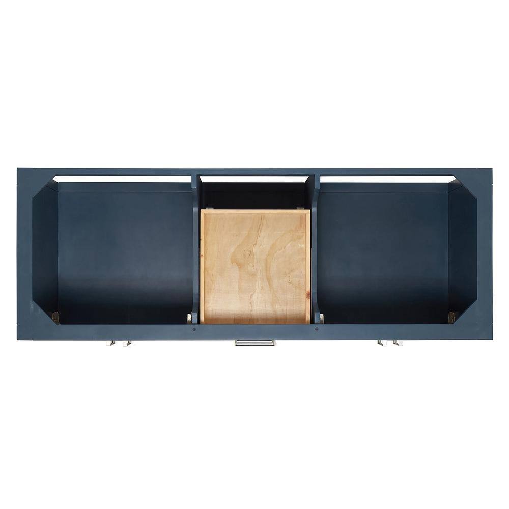 Midnight Blue Solid Wood Double Sink Freestanding Vanity with Quartz Top