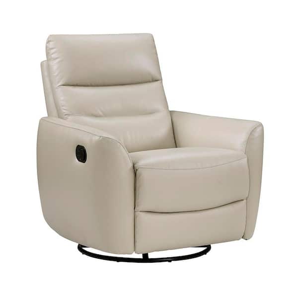 Sorrento Taupe Top Grain Leather Manual Swivel Glider Recliner