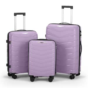 3-Piece V-Stripes Taro Purple 20 in., 24 in., 28 in. Tie Rods PP Luggage Set