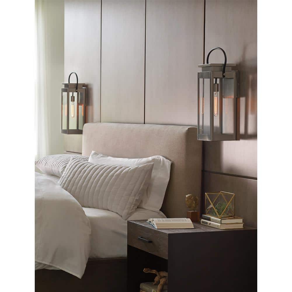 Union Square Stainless Steel Lantern Sconce with Clear Glass