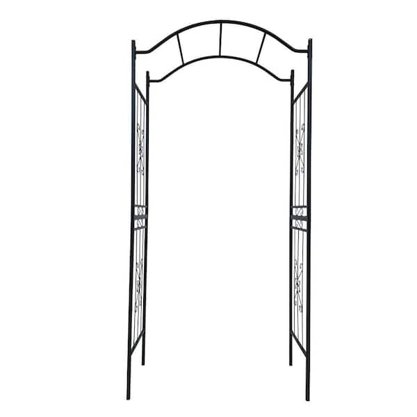 43.2 in. x 90.48 in. in. Black Metal Garden Arch Arbor Trellis