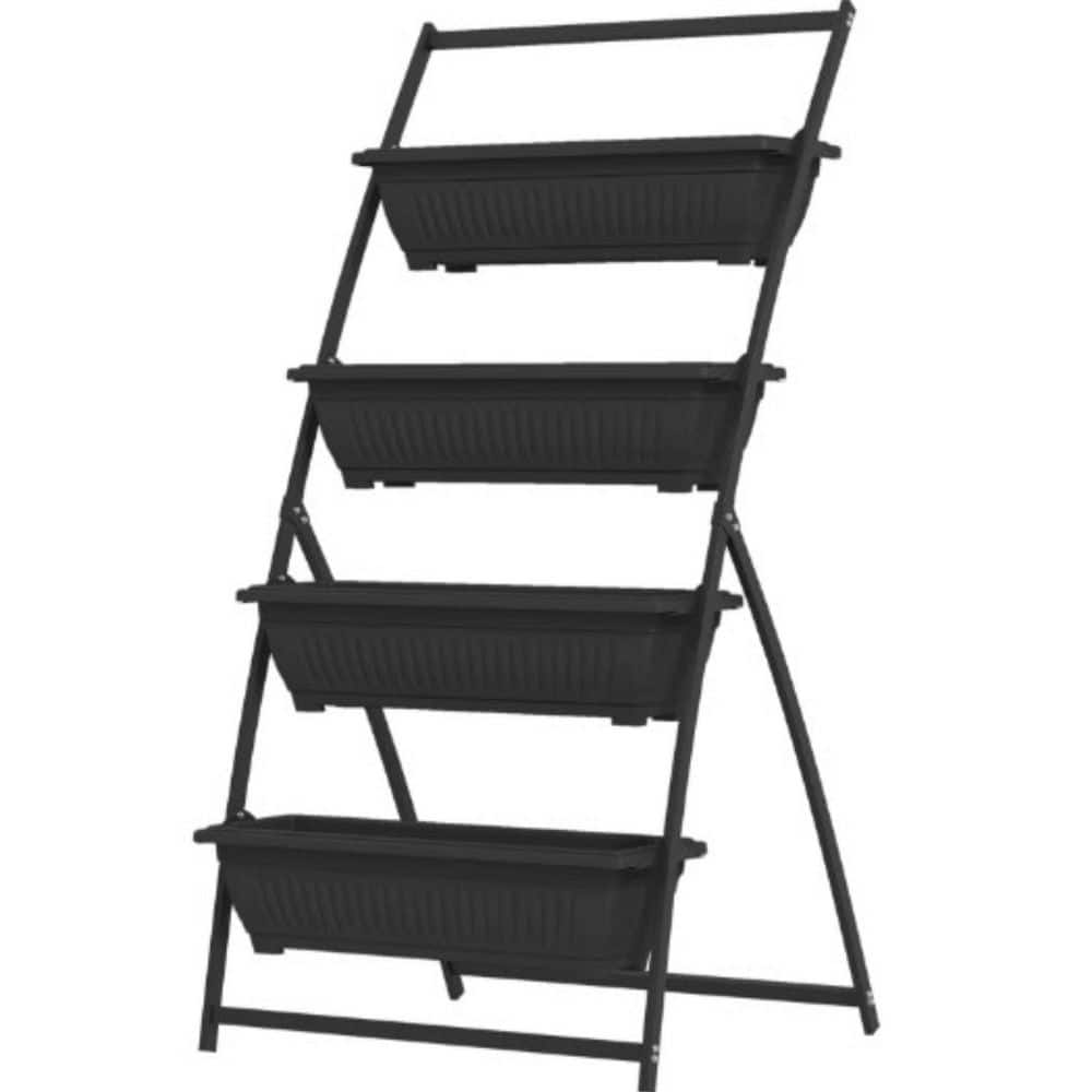 Black 63.8 in. 4-Tier Plant Stand Grow Container with Planter Boxes for Indoor Plant Display and Home Growing price history on PriceWatchPro