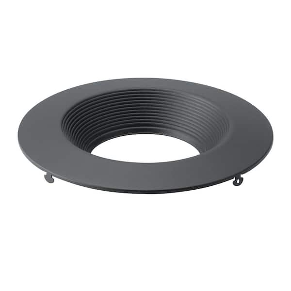 Direct-to-Ceiling 6 in. Textured Black Round Baffle Recessed Light Trim (1-Pack)