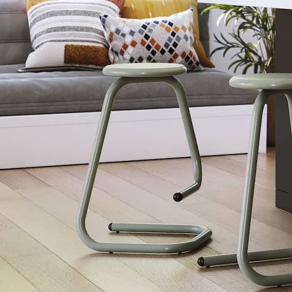 Paperclip70 26 in. Sage Green Metal Counter Stool