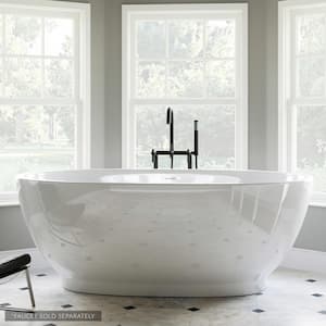 W-I-D-E Series Grandby 65 in. Acrylic Oval Freestanding Bathtub in White, Drain in White