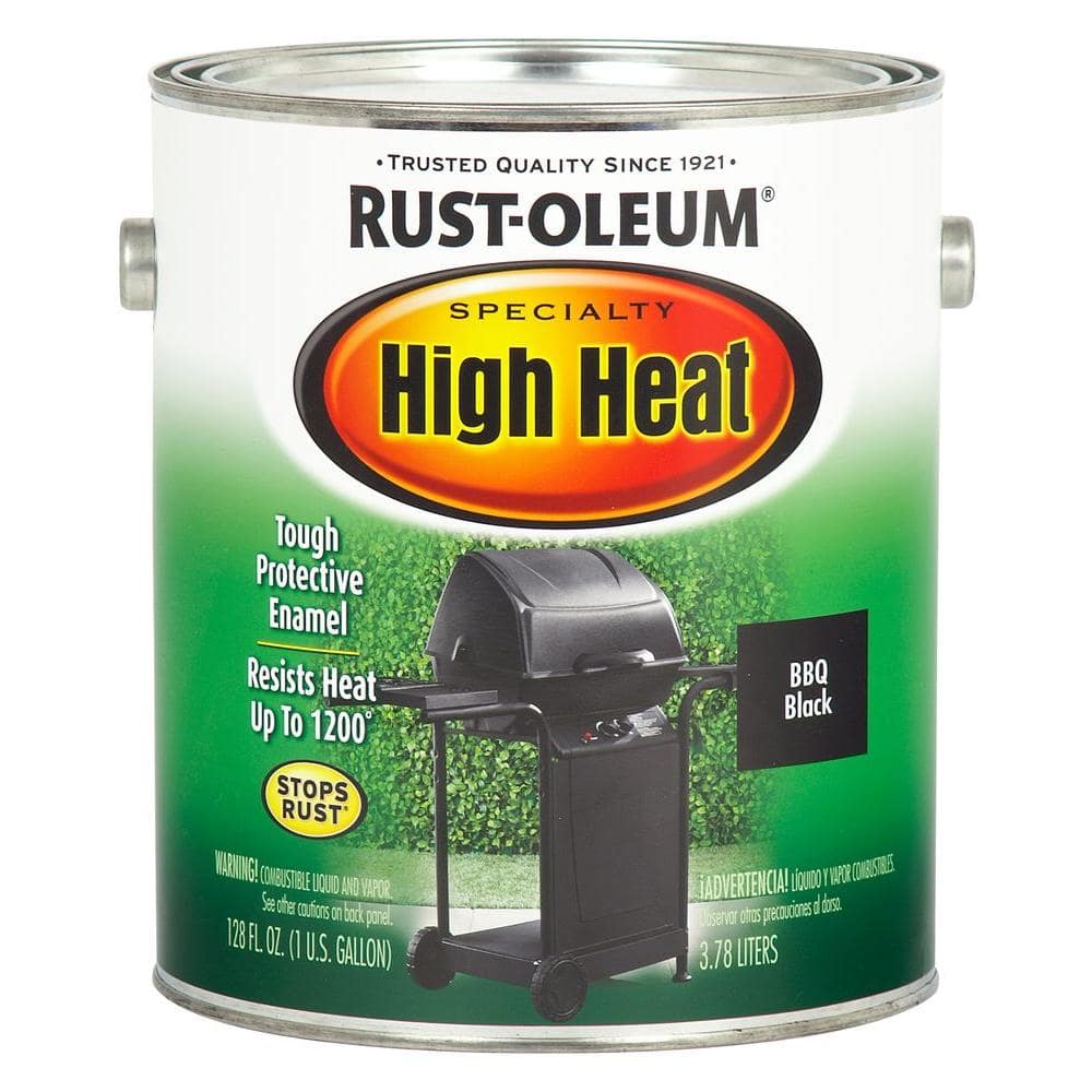 Rust Oleum Specialty 1 Gal High Heat Satin Bar B Que Black Enamel Paint 2 Pack 233967 The Home Depot