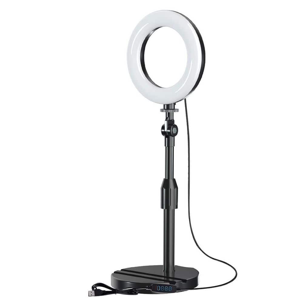5 in. White Ring Light with Telescopic Stand Dimmable 3 Color Modes Adjustable Angle Phone Holder for Makeup Selfie price history on PriceWatchPro
